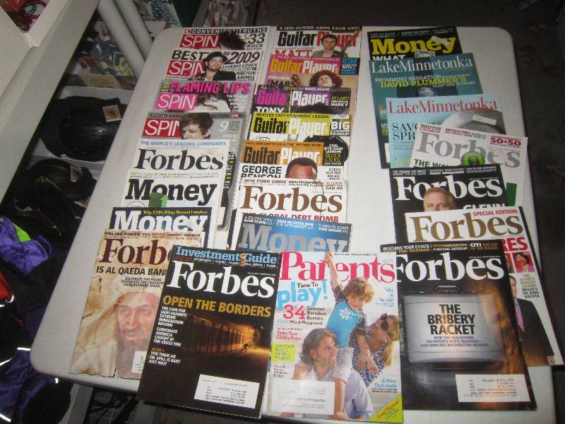 lot 841 image: Lot of Mag. - Forbes, Lake Minnetonka, Parents, Guitar Player, Spin, Money, ETC