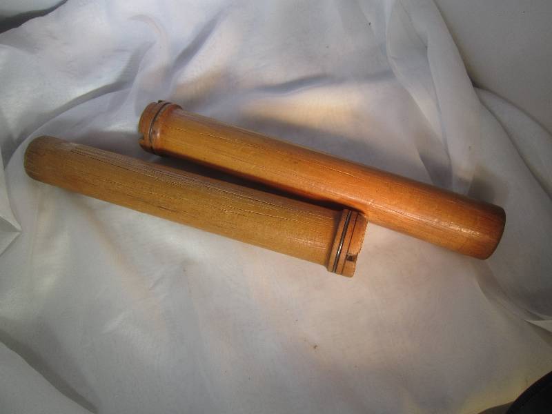 lot 926 image: 2 Antique Spool Bobbins 14 Tall