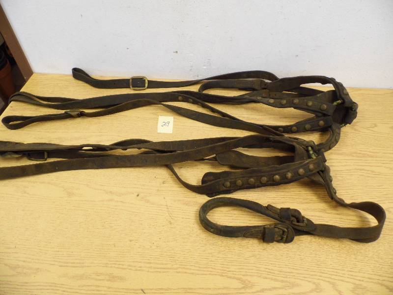 2 Antique Leather Horse  Livestock Harnesses