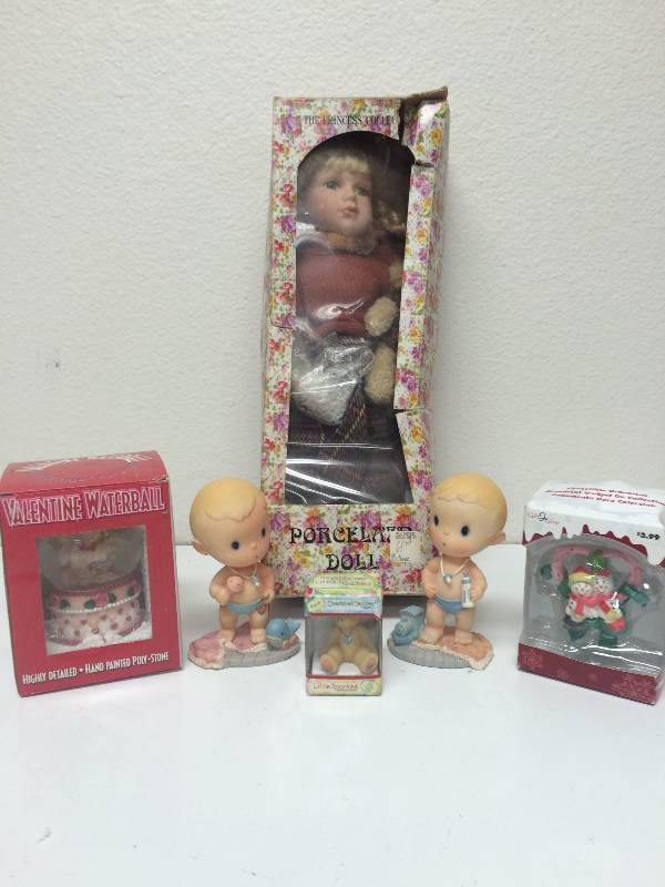lot 16 image: Porcelain Doll and Ornaments