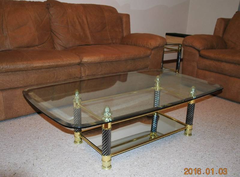 lot 12 image: Glass Cocktail Table and Side Tables
