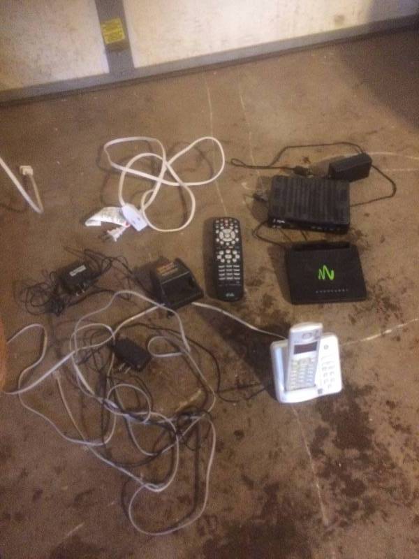 Cords and modem, phone