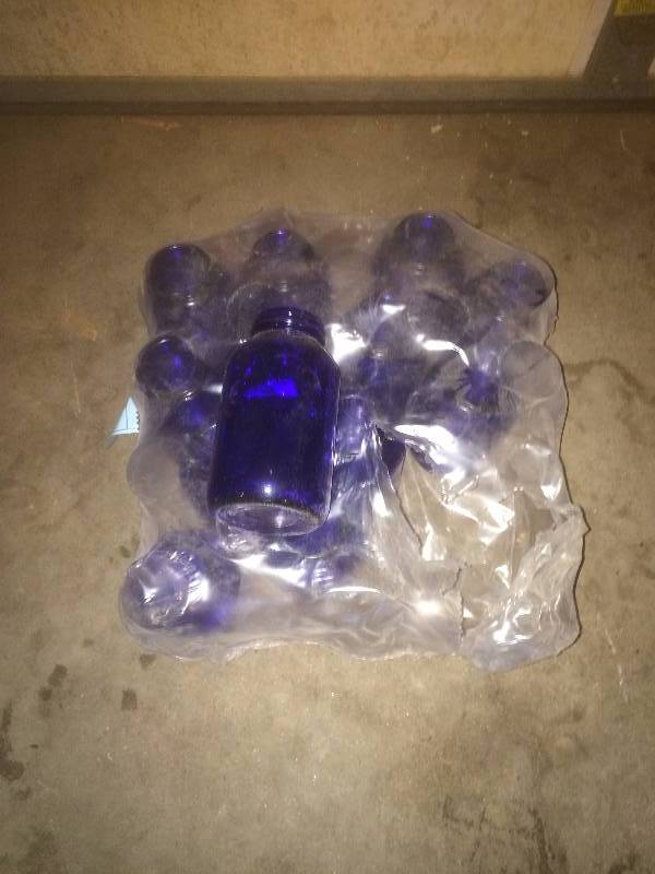 13 Blue Glass bottles