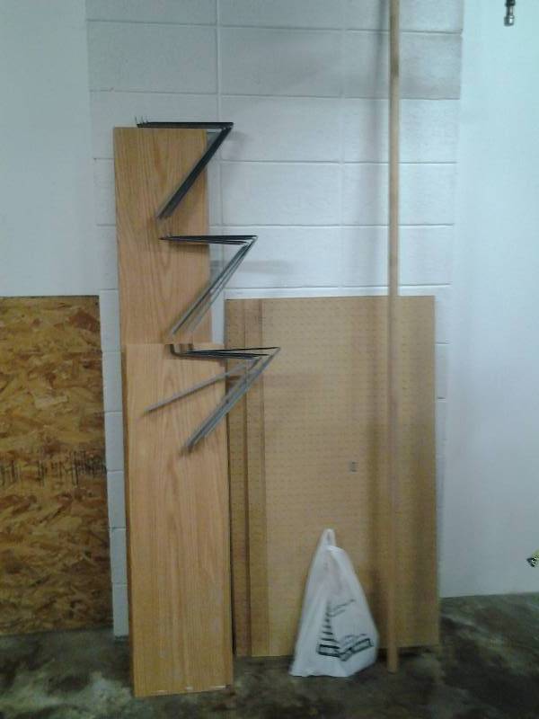 Wood Shelving, Peg Board, Closet Rod