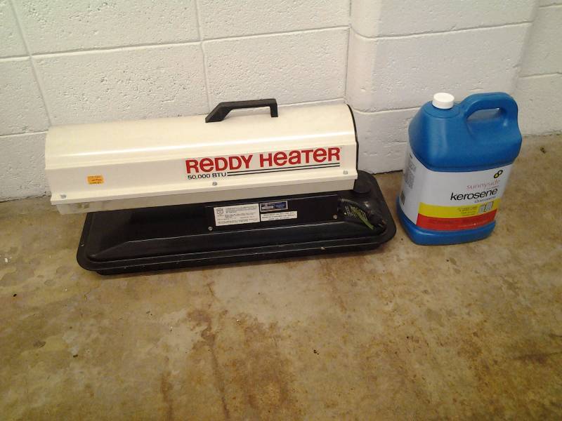 50,000 BTU Reddy Heater & Jug Of Kerosene