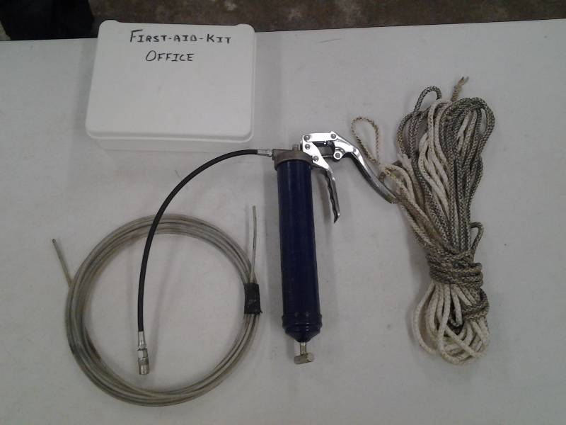 Grease Gun, rope, First Aid Kit, Cable