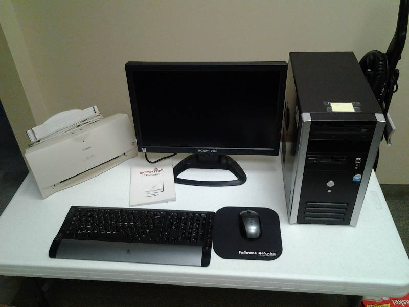 Computer, Monitor, Wireless Key Board, Printer, Windows XP