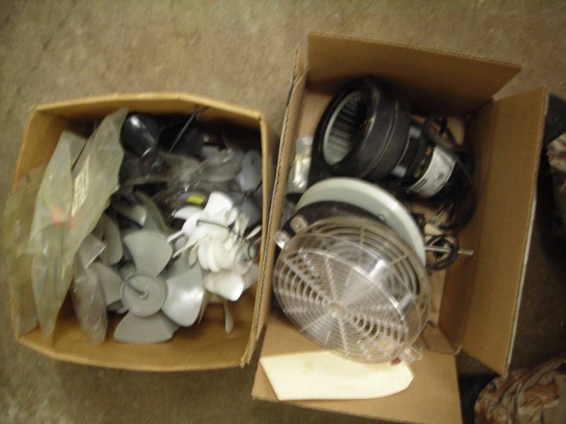 Lot Of Commercial Bathroom Fan Blades, Guards, Furnace Motor, Evaporator