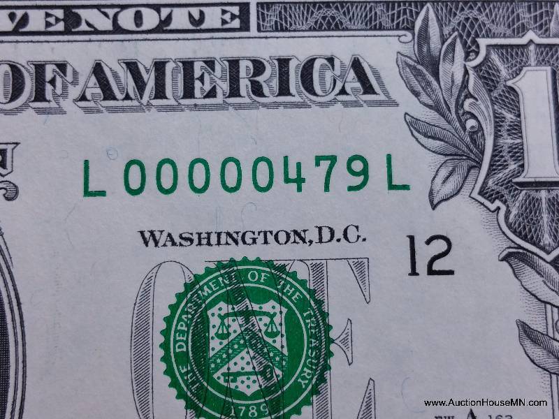 Crisp, Uncirculated Low Fancy Serial Number $1 Notes