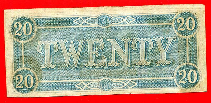 Uncirculated 1864 $20 Confederate States of America Note