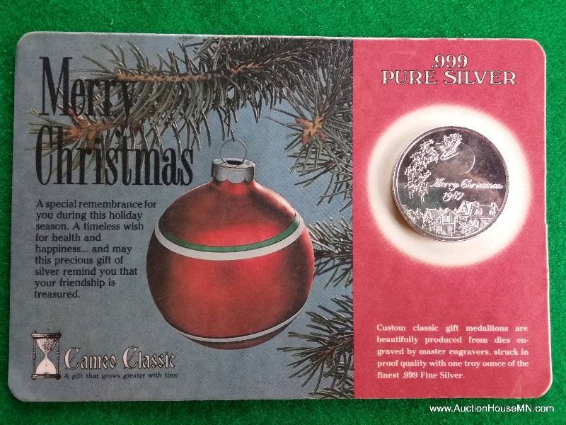 1987 .999 One Ounce Silver Christmas Coin