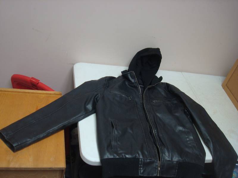 lot 90 image: Guess Hooded Jacket, Not Leather, Shows Wear