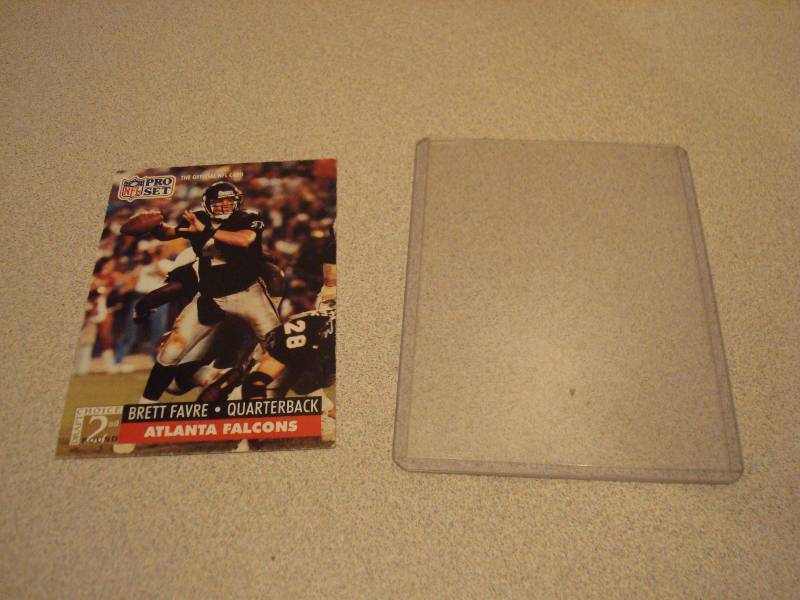 lot 100 image: Brett Favre Atlanta Falcons Football Rookie Cards, Has Wear, Creases