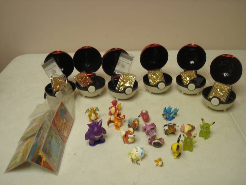 lot 118 image: Lot Of Pokemon Items, Figures, Gold Tone Metal Cards