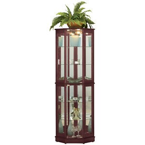 Alcove 5-Sided Corner Curio Cabinet - Cherry