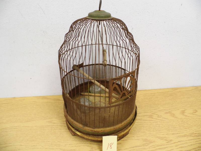 Bird Cage W Glass Feed Cups