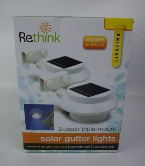 lot 16 image: Rethink Multi-Purpose GutterFence Solar Light 2-Pack