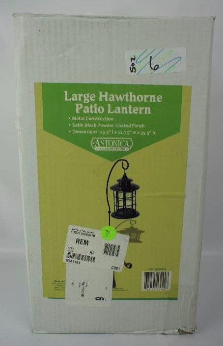 lot 6 image: Hawthorne Patio Lantern Black Display