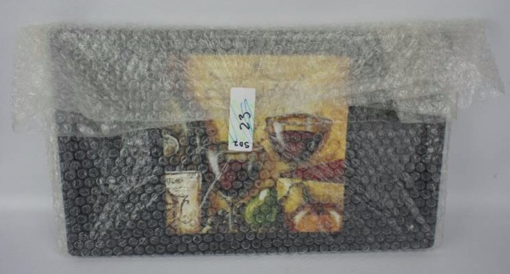 lot 23 image: Certified International Wood Cheese Board wCeramic TileKnife 16.5 X 9.5 In