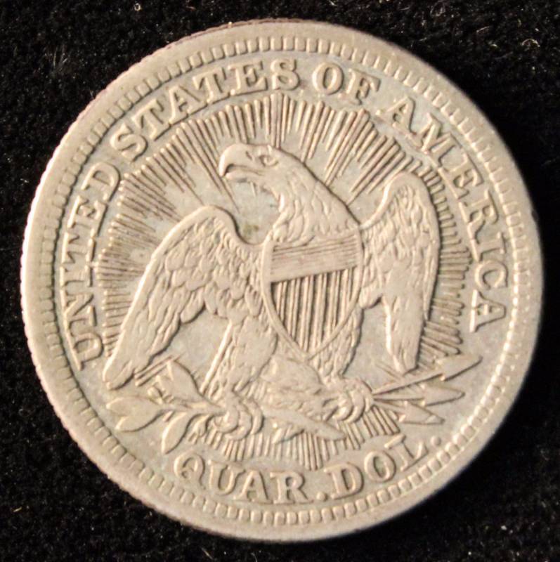 1853 ARROWS & RAYS SEATED SILVER QUARTER VF