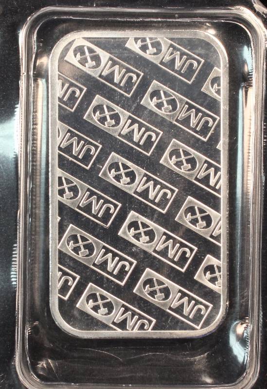 1 TROY OZ. .999 FINE SILVER JM JOHNSON MATTHEY BAR