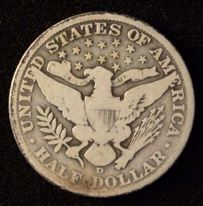 1911-D BARBER SILVER HALF DOLLAR VG