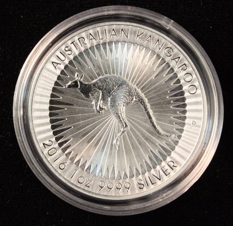 2016 1 TROY OZ. .9999 FINE SILVER AUSTRALIAN KANGAROO IN AIRTITE HOLDER