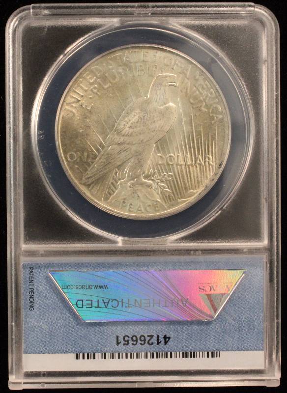 1923 PEACE SILVER DOLLAR MS63 ANACS CERTIFIED