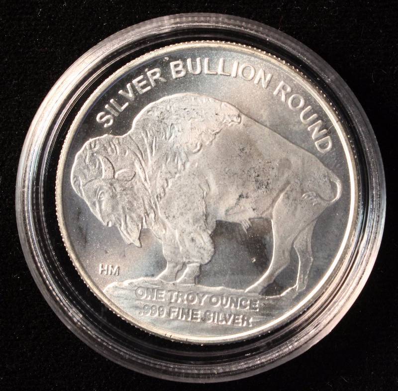 1 TROY Oz. .999 FINE SILVER INDIAN BUFFALO ROUND IN AIRTITE HOLDER