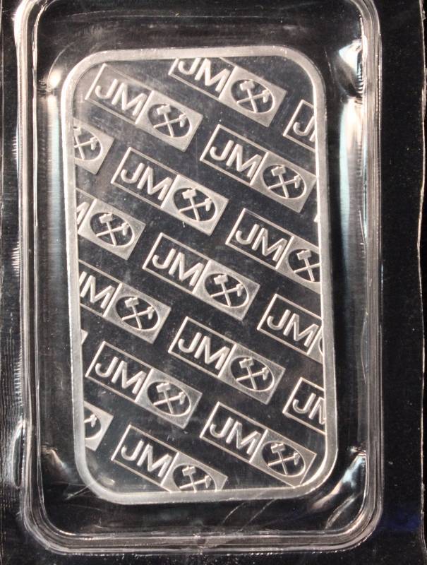 1 TROY OZ. .999 FINE SILVER JM JOHNSON MATTHEY BAR