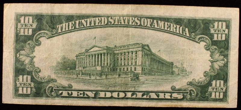 1934 A $10 SILVER CERTIFICATE YELLOW SEAL NORTH AFRICA NOTE