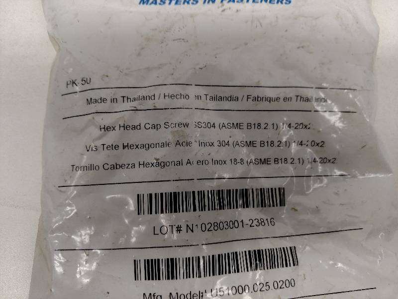 50 pk. 304 Stainless Steel Bolts, 1...