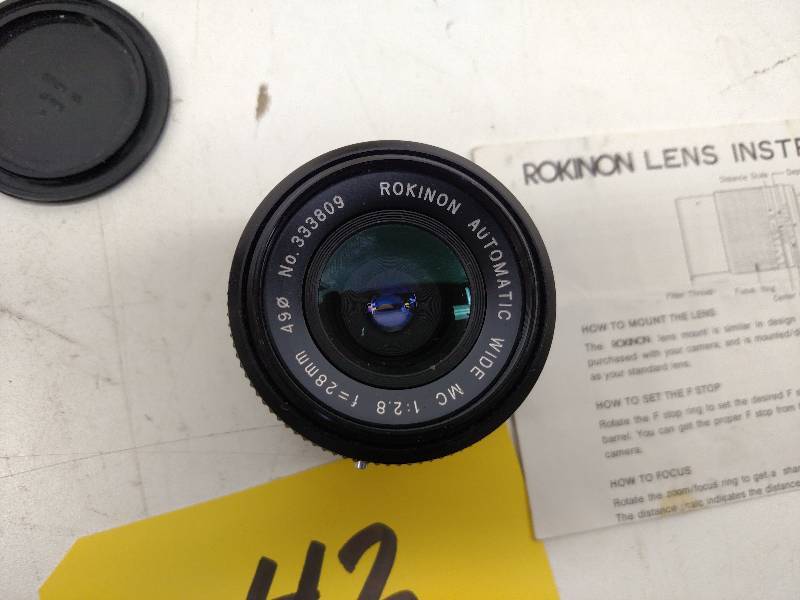 lot 42 image: Rokinon Automatic Wide MC Lens, 28m...