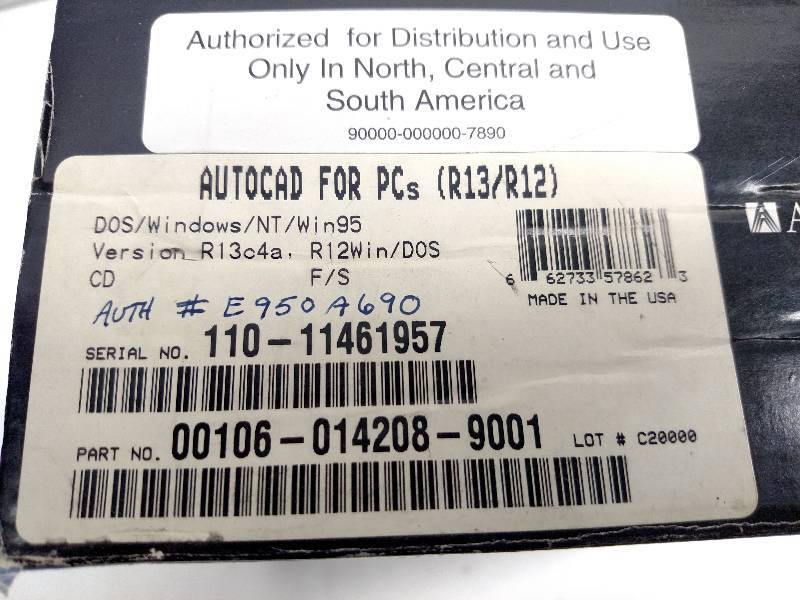 lot 62 image: AutoCad Version R13c4a R12WinDOS...
