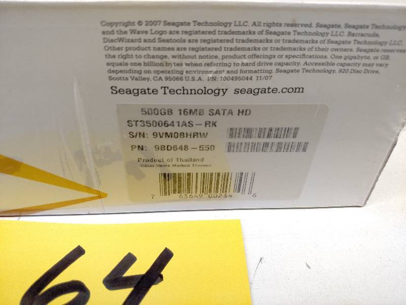 lot 64 image: Seagate SATA 3.5 Internal Hard Dri...