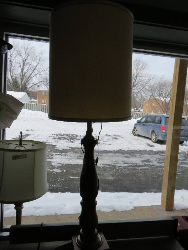 wood table lamp with shade