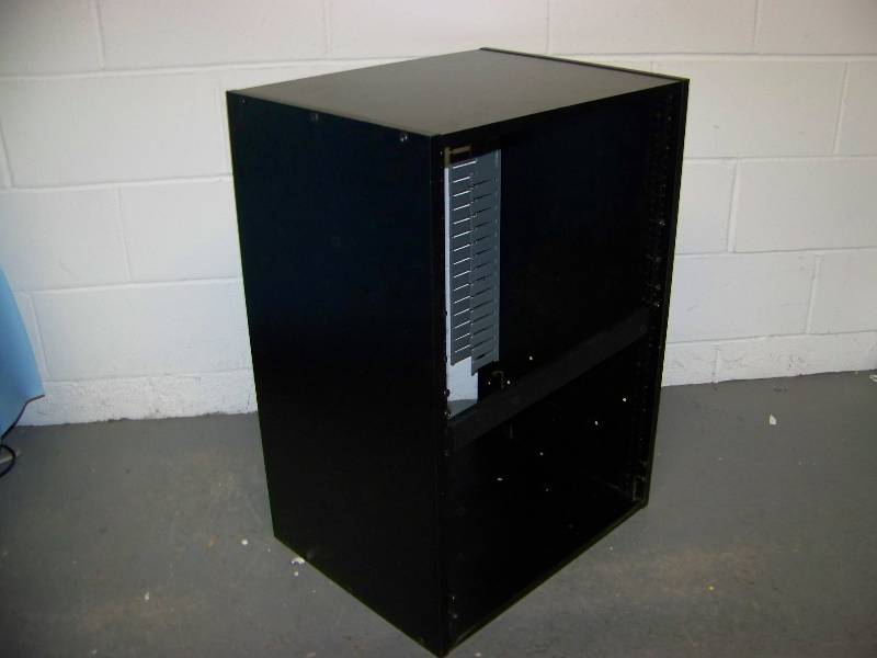 lot 99 image: Mid-Sized, Wood Enclosed, Computer  Server  Audio and Video Equipment Rack