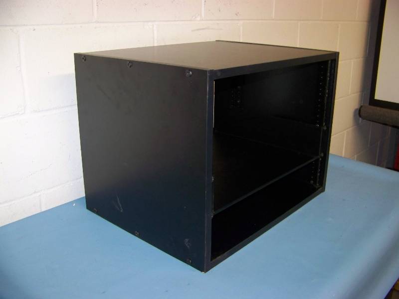 lot 100 image: Small  Compact, Wood Encased, Audio  Video Equipment  Component Rack