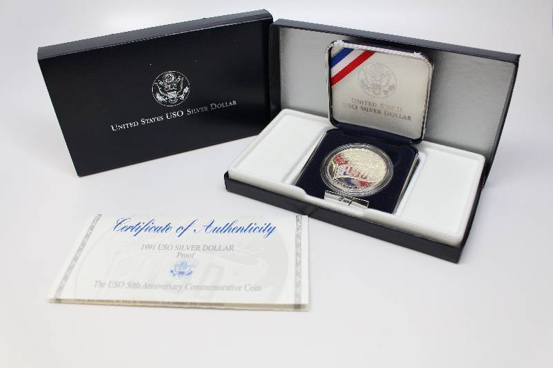 1991 USO Silver Dollar Anniversary Commemorative Coin