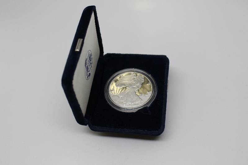 2002 Silver Eagle Proof Coin & Velvet Box only no COA