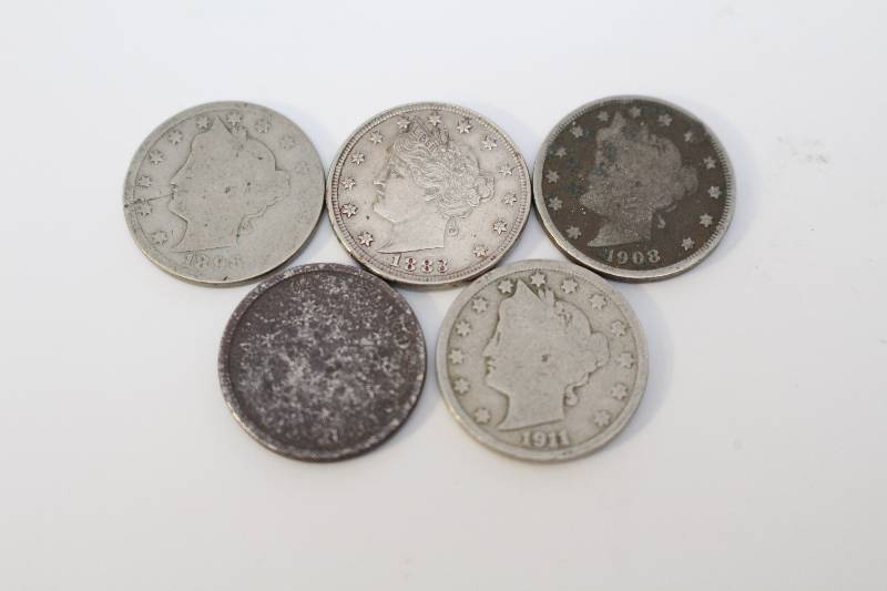Lot of (5) Assorted Nickels (1882, 1883, 1911, 1896, 1908)