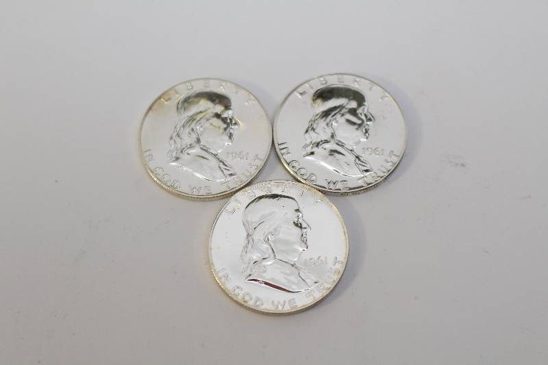 (3) 1961 Ben Franklin Half Dollar Proofs