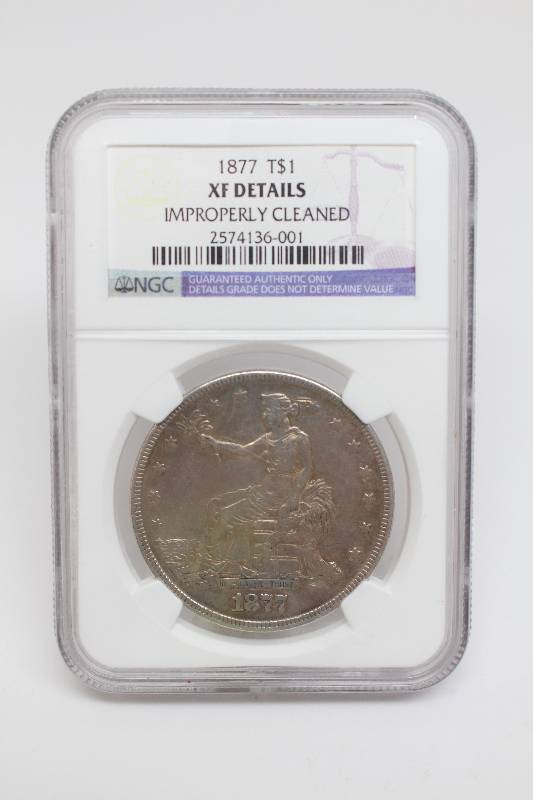 1877 Trade Dollar XF Details NGC Certified