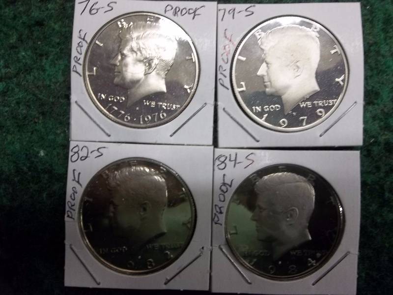 1976 S, 1979 S, 1982 S, 1984 S JFK Half Dollar Proofs