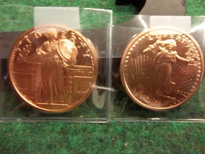 2 -1 Oz. Copper Round Commemoratives .999 Fine
