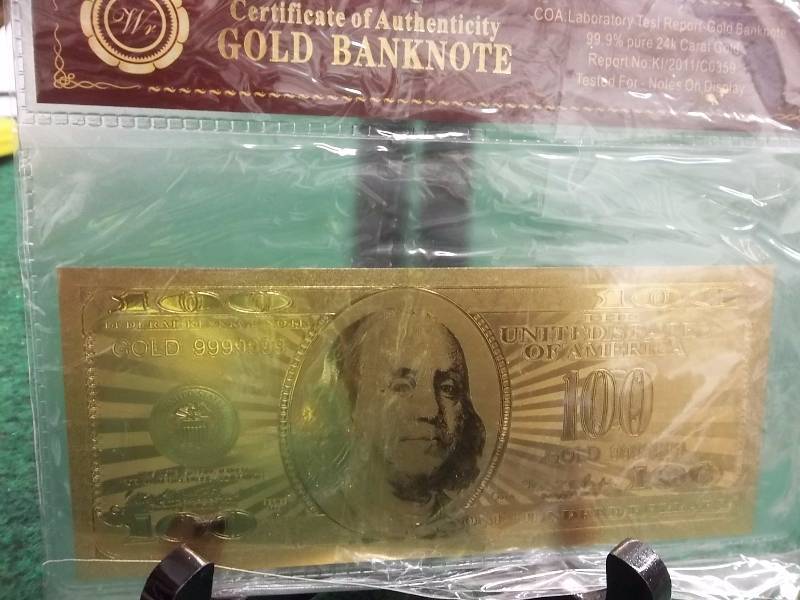 1- Gold Bank Note With COA 99.9 Pure 24K (No Guarantee Of Quality Or Quantity Of Contents)