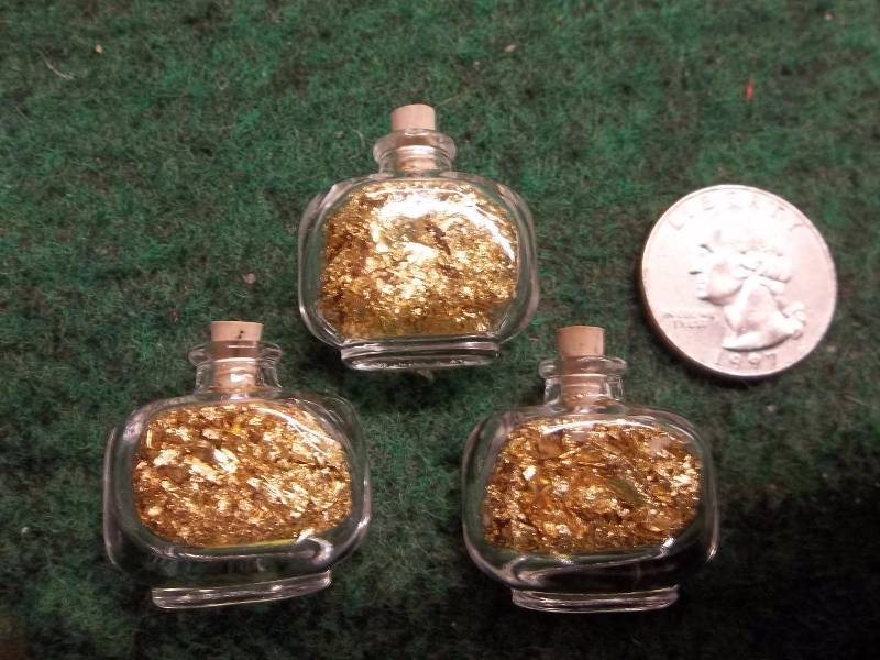 3 Little Bottles Of Gold Flake (No Guarantee Of Quality Or Quantity)