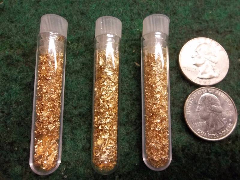 3 Vials Of Gold Flake No Guarantee Of Quality Or Quantity