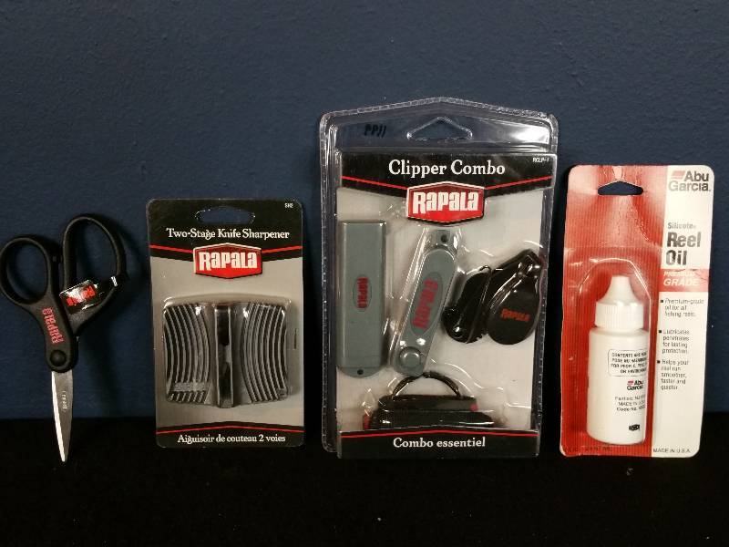 lot 192 image: Rapala Two-Stage Knife Sharpener, Combo Essentials Kit, and More