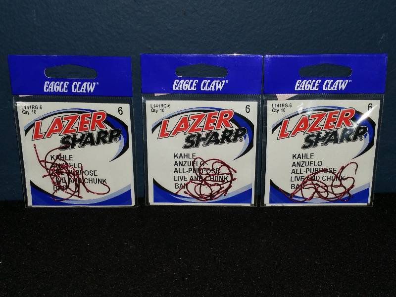 lot 308 image: Eagle Claw Lazer Sharp #6 Hooks